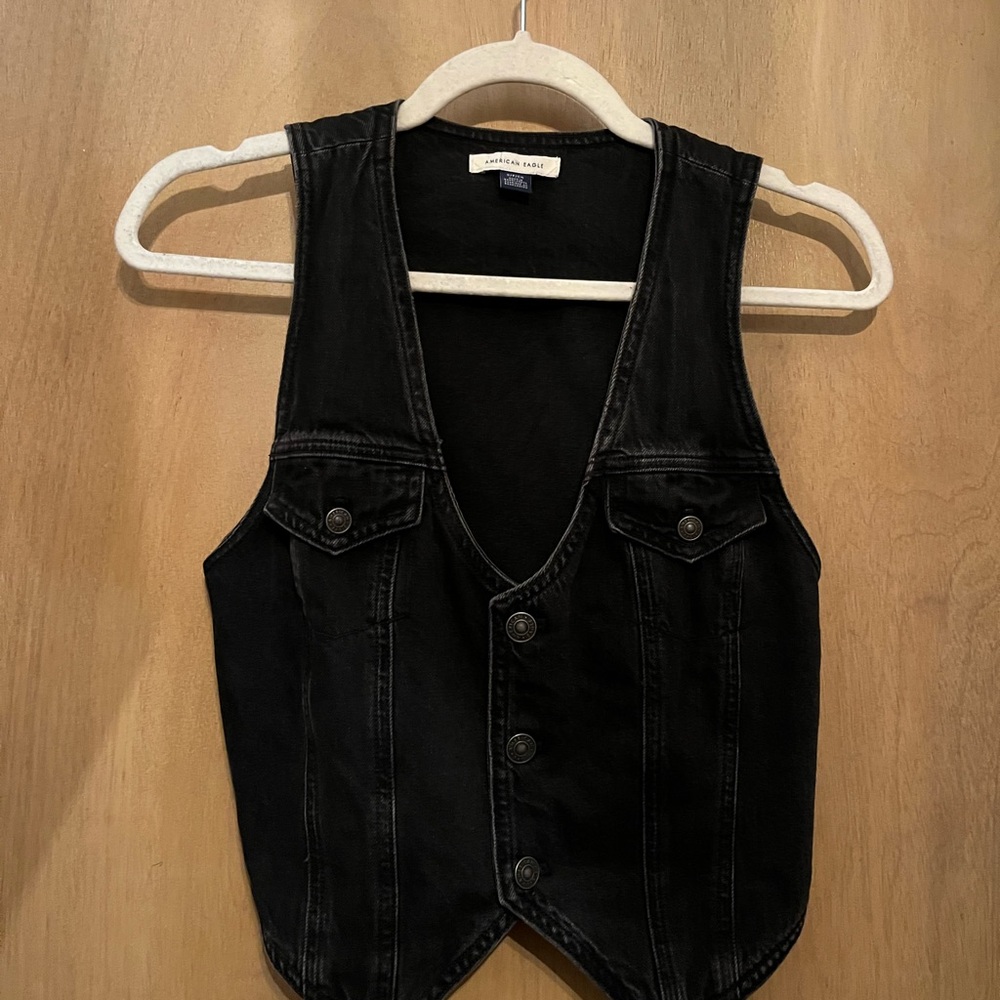 American Eagle Black Denim Vest